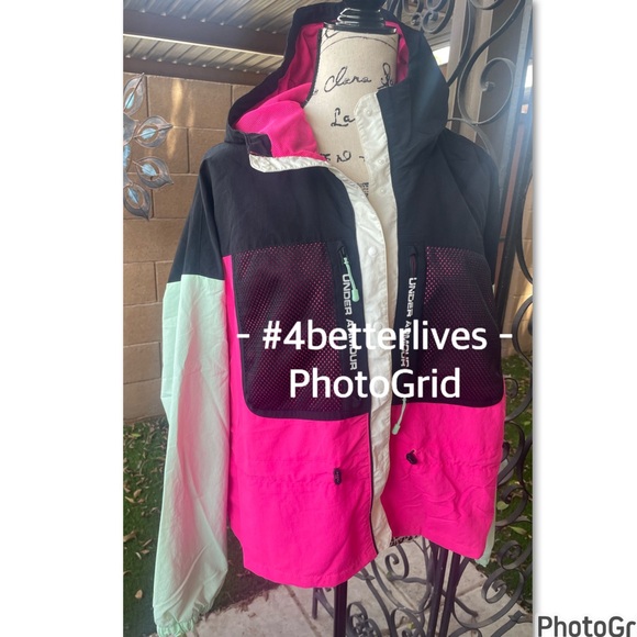 New Under Armour Hoodie Colorblock Retro Mesh Lightweight Windbreaker Unisex M-L - Picture 6 of 16